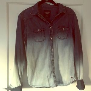 American Eagle ombré denim long-sleeved shirt